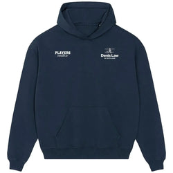 Denis Law hoodie – navy men's hoodie featuring the Denis Law Players Couture logo