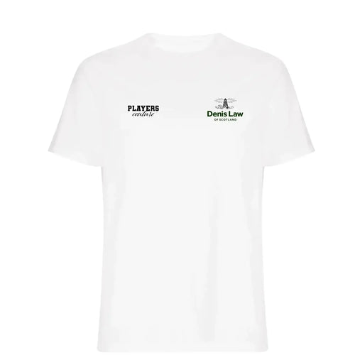 Denis Law t-shirt – white men's t-shirt featuring the Denis Law Players Couture logo