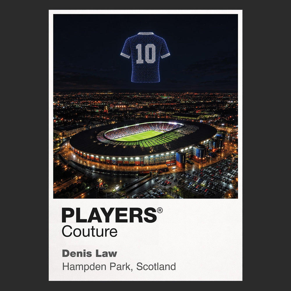 Denis Law Scotland Icons in Lights Frame artwork in black