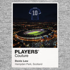 Denis Law Scotland Icons in Lights Frame artwork in grey