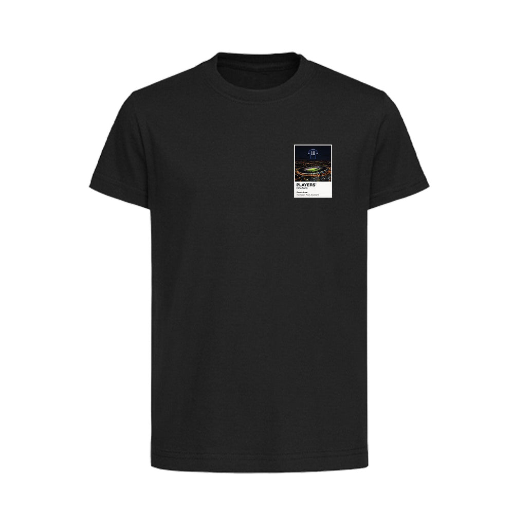 Denis Law Scotland Icons in Lights Frame Kids T-Shirt in Black