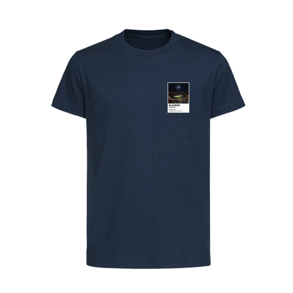 Denis Law Scotland Icons in Lights Frame Kids T-Shirt in Navy