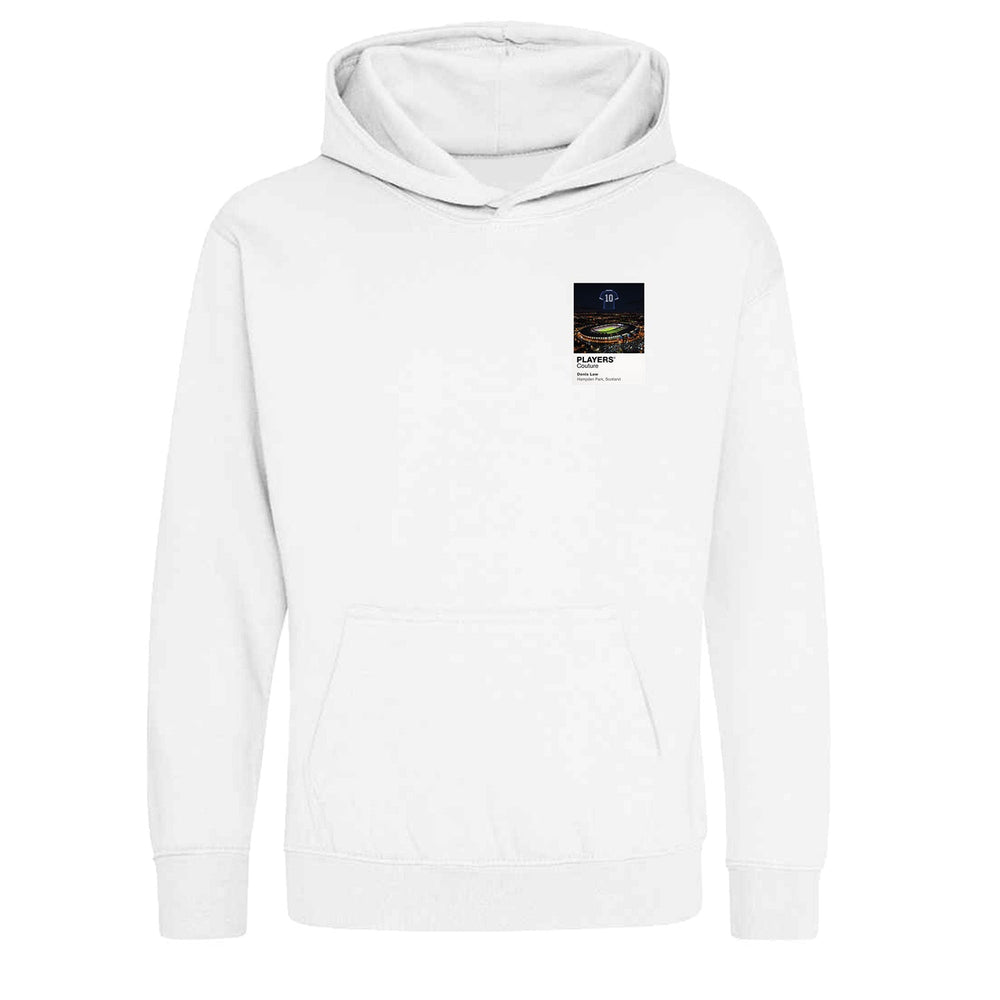 Denis Law Scotland Icons in Lights Frame Kids Hoodie in White