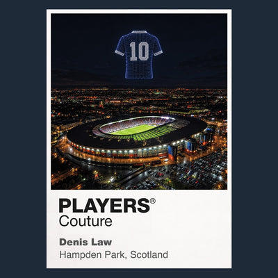 Denis Law Scotland Icons in Lights Frame artwork in navy