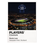 Denis Law Scotland Icons in Lights Frame artwork in white