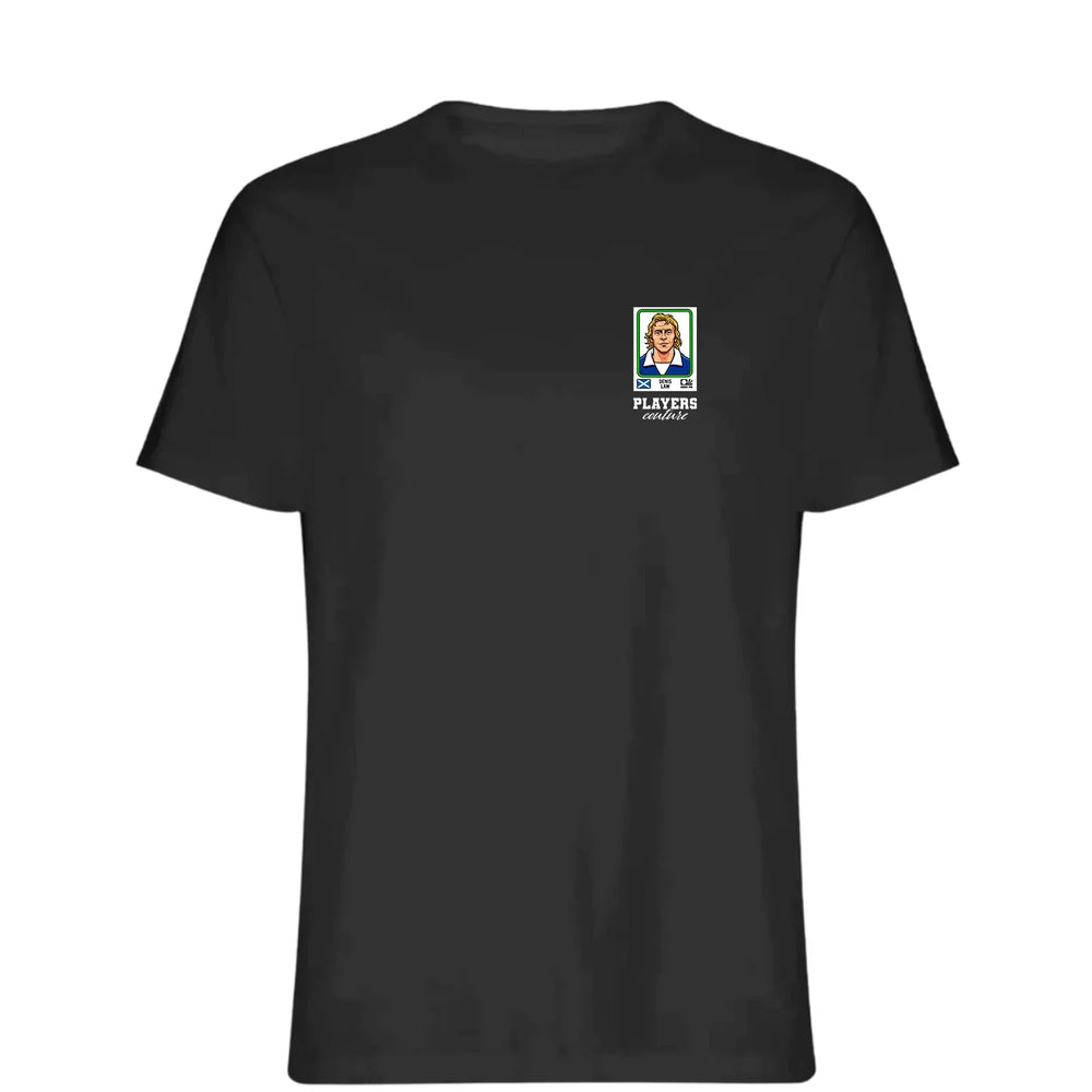 Denis Law World Cup t-shirt – black men's t-shirt featuring the Denis Law World Cup Players Couture logo