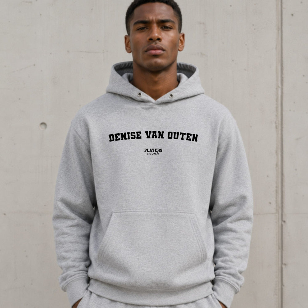 denise-van-outen name-print hoodie - grey