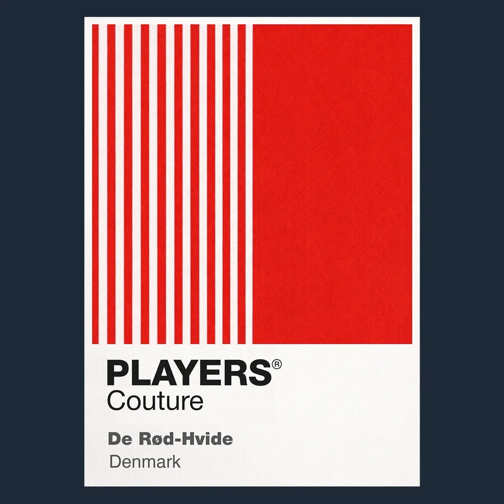 Denmark Classic Football Shirt Colours Frame Men's T-Shirt – navy close-up detail shot of the Denmark Players Couture logo