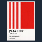 Denmark Classic Football Shirt Colours Frame Men's T-Shirt – navy close-up detail shot of the Denmark Players Couture logo