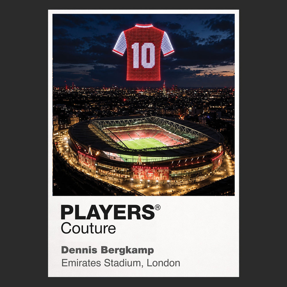 Dennis Bergkamp Arsenal number 10 Icons in Lights Frame artwork in black