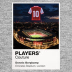Dennis Bergkamp Arsenal number 10 Icons in Lights Frame artwork in grey