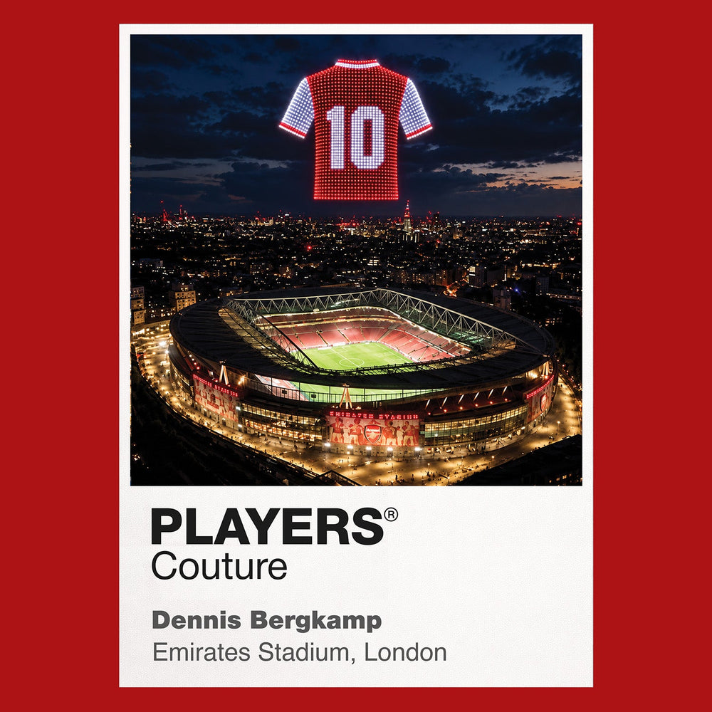Dennis Bergkamp Arsenal number 10 Icons in Lights Frame artwork in red