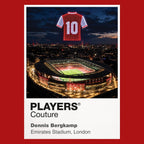 Dennis Bergkamp Arsenal number 10 Icons in Lights Frame artwork in red