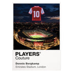 Dennis Bergkamp Arsenal number 10 Icons in Lights Frame artwork in white