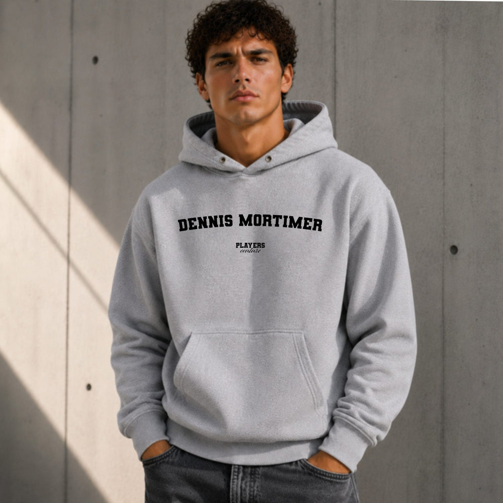 dennis-mortimer name-print hoodie - grey