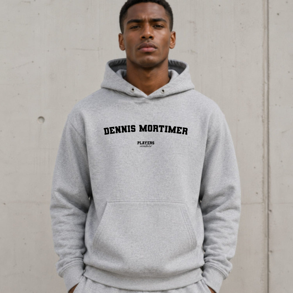 dennis-mortimer name-print hoodie - grey