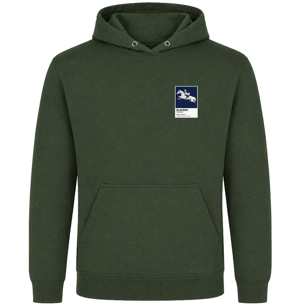 Desert Orchid horse racing hoodie – mens earthy green hoodie view