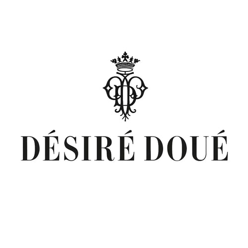 Desire Doue Logo Men's Hoodie – white close-up detail shot of the Desire Doue Players Couture logo design