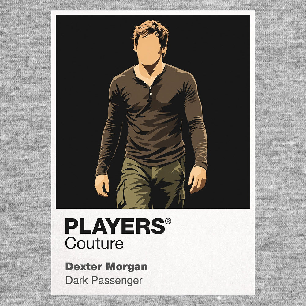 Dexter Morgan Dexter Morgan in forensic gloves beneath the bright Miami surface and darker ritual Icon Frame artwork in grey