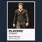 Dexter Morgan Dexter Morgan in forensic gloves beneath the bright Miami surface and darker ritual Icon Frame artwork in navy