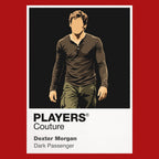 Dexter Morgan Dexter Morgan in forensic gloves beneath the bright Miami surface and darker ritual Icon Frame artwork in red