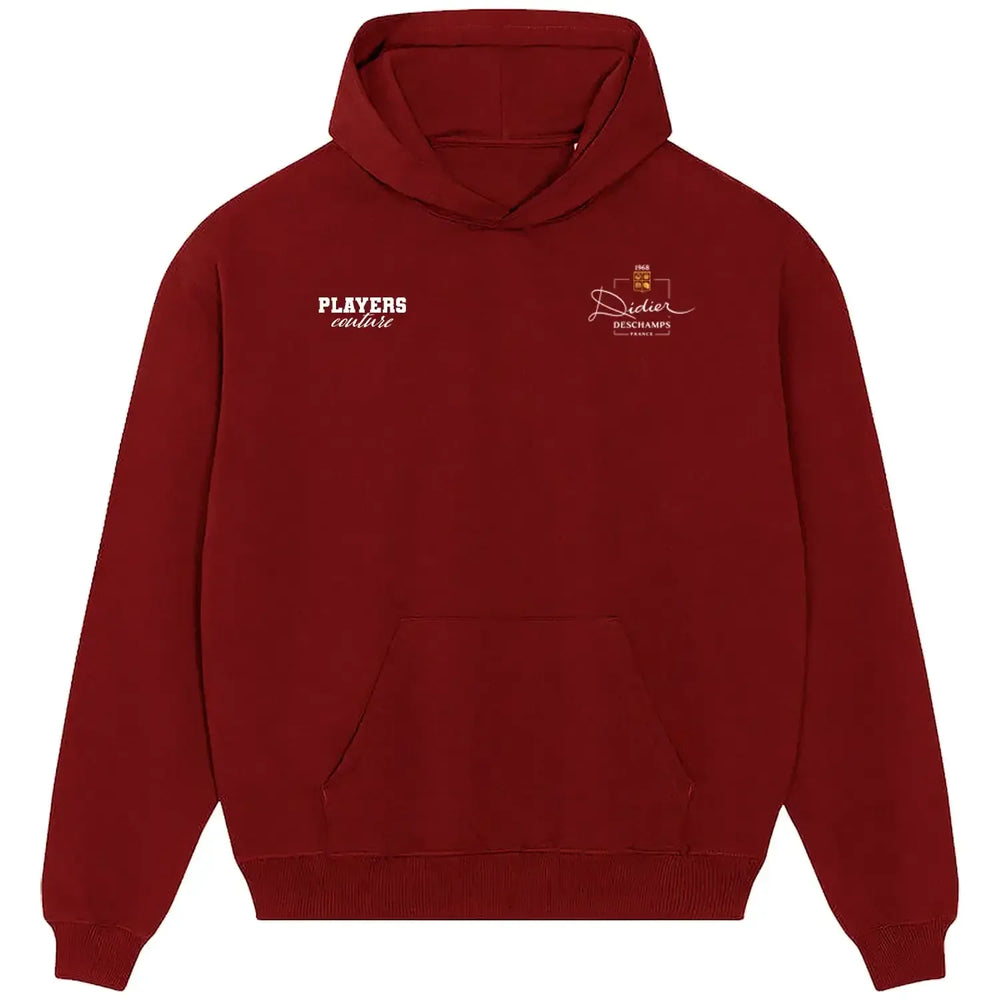 Didier Deschamps hoodie – red men's hoodie featuring the Didier Deschamps Players Couture logo