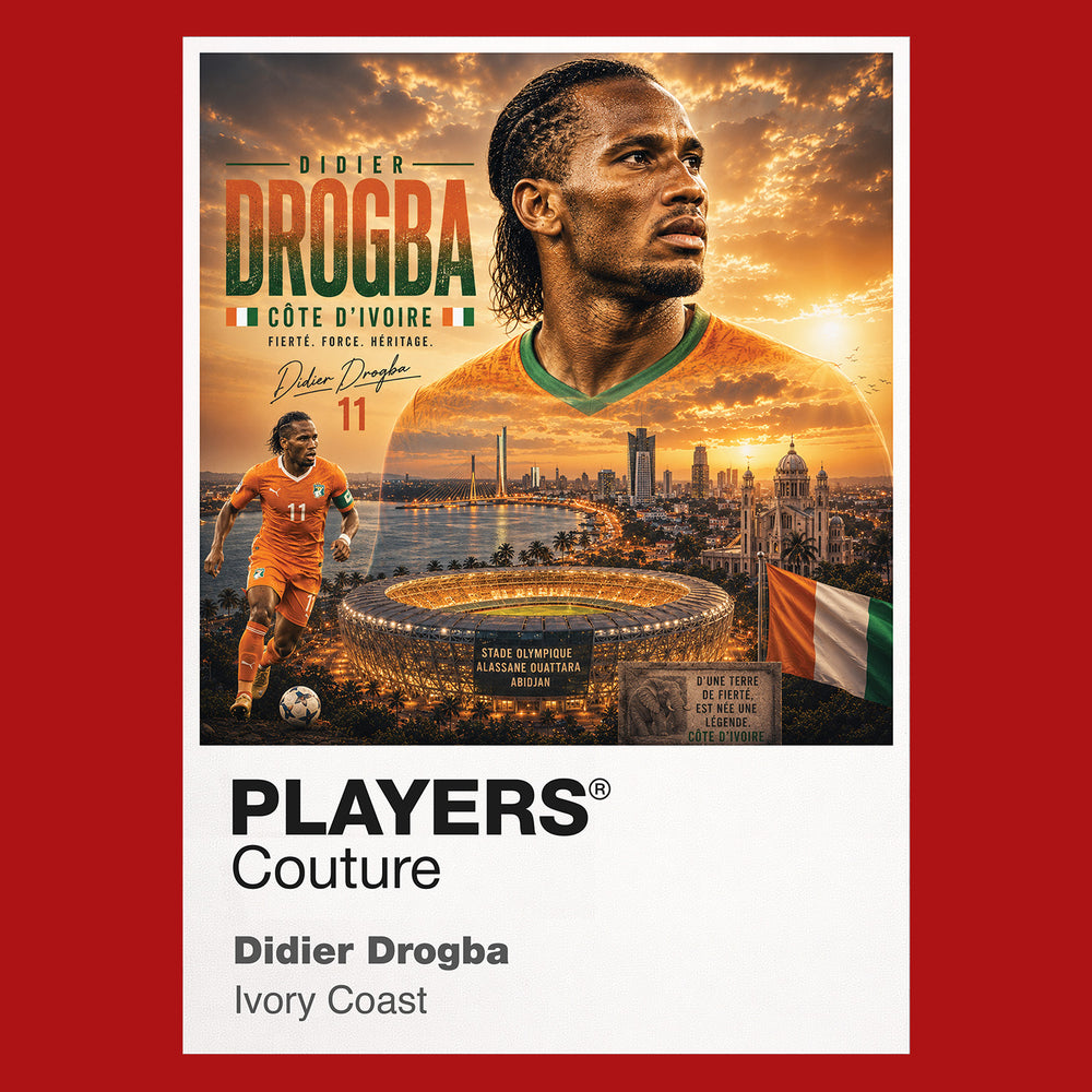 Didier Drogba Ivory Coast Atlas Frame artwork by Players Couture