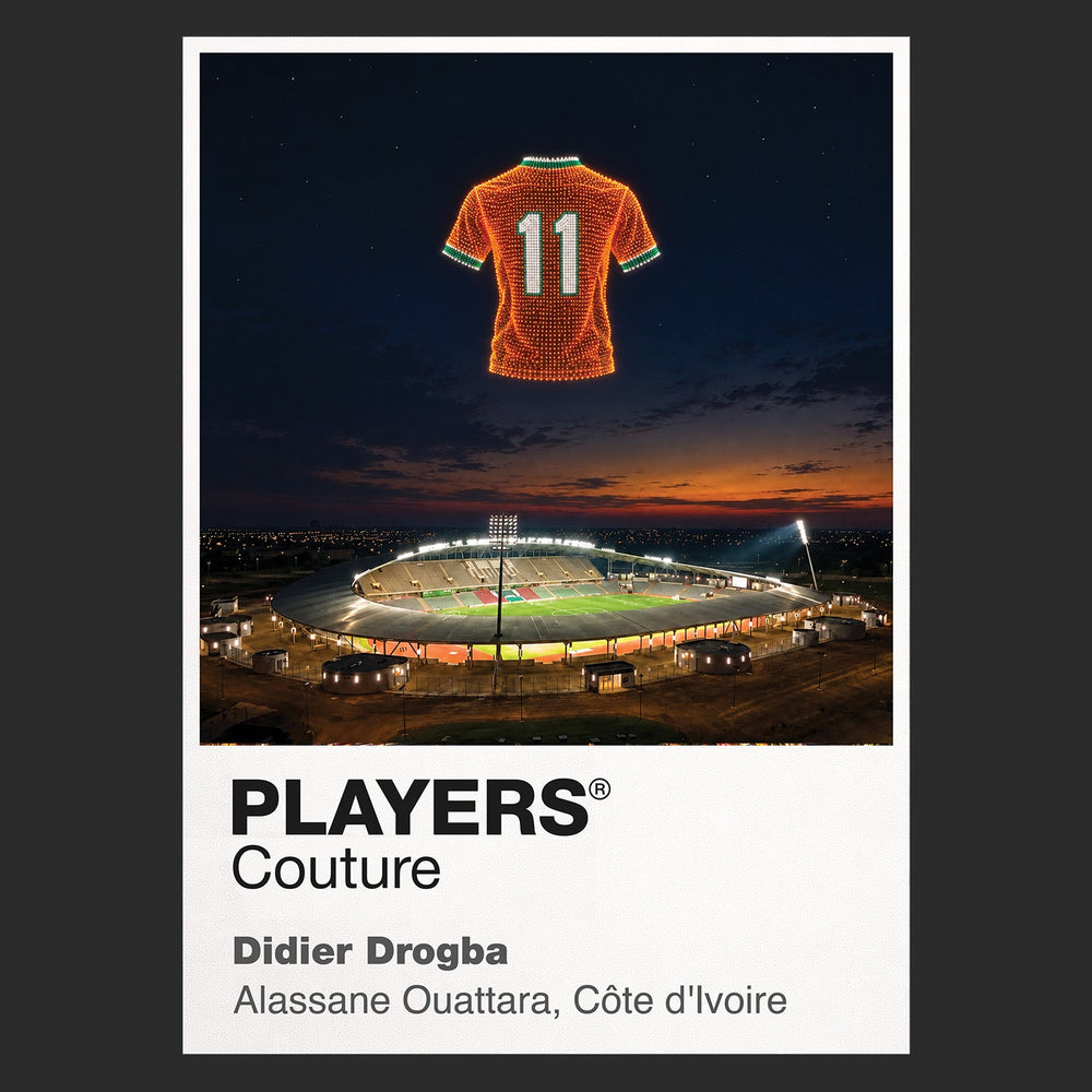 Didier Drogba Ivory Coast number 11 Icons in Lights Frame artwork in black