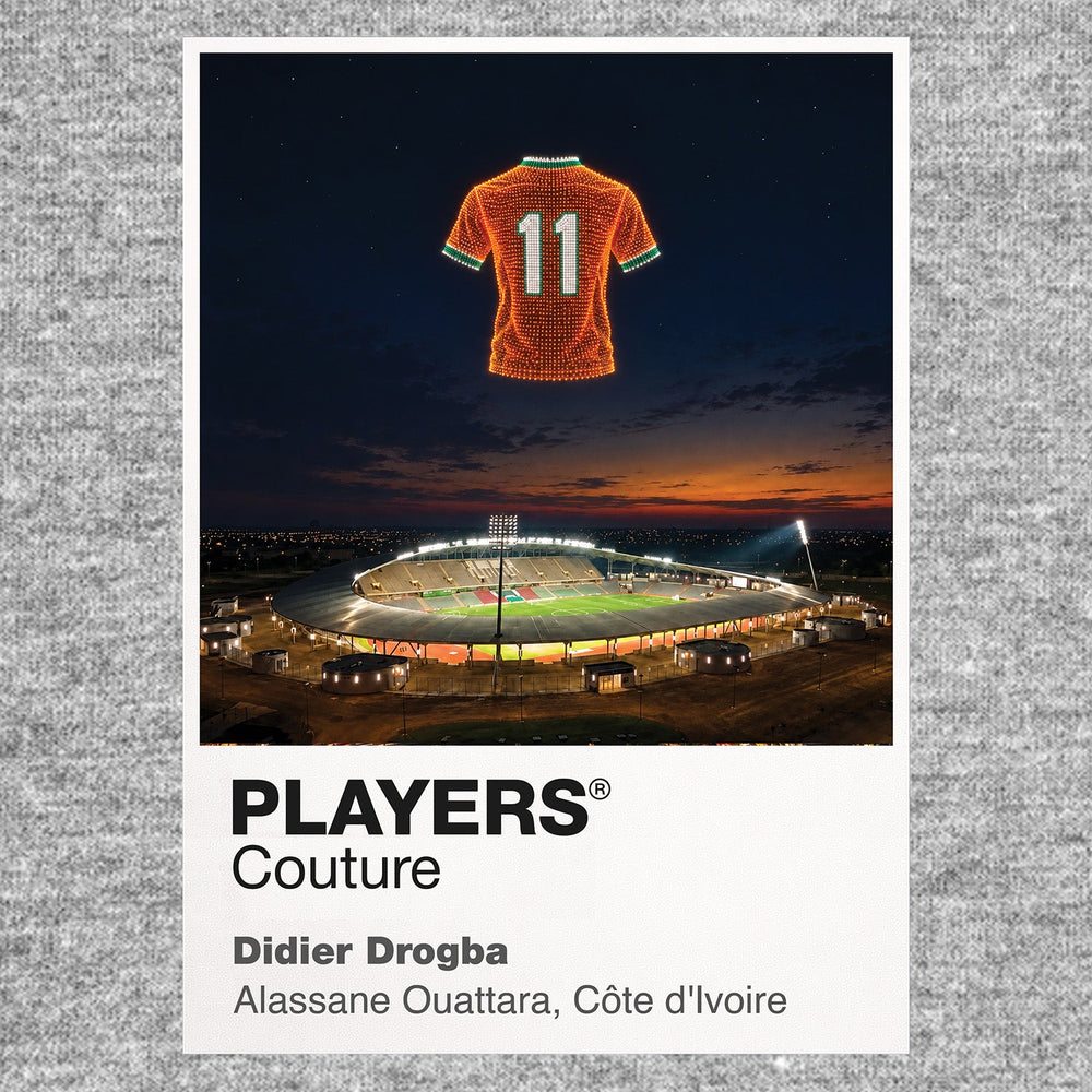 Didier Drogba Ivory Coast number 11 Icons in Lights Frame artwork in grey