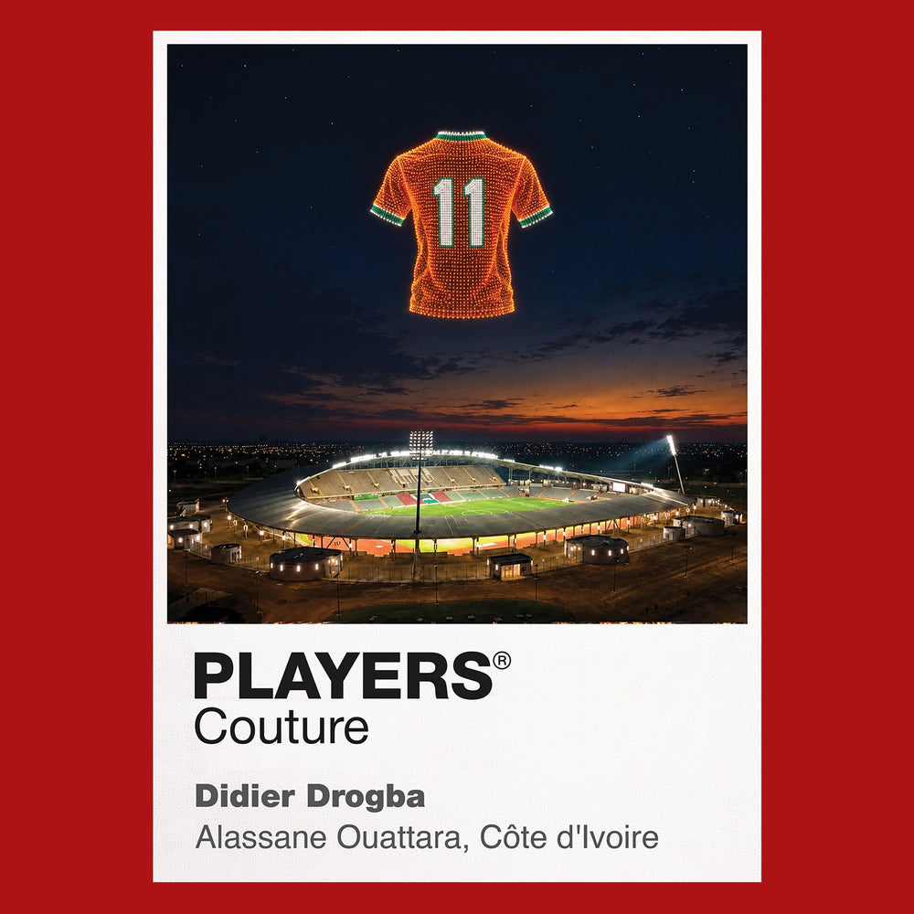 Didier Drogba Ivory Coast number 11 Icons in Lights Frame artwork in red