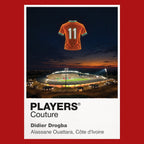 Didier Drogba Ivory Coast number 11 Icons in Lights Frame artwork in red