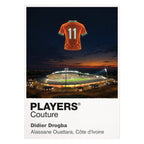 Didier Drogba Ivory Coast number 11 Icons in Lights Frame artwork in white