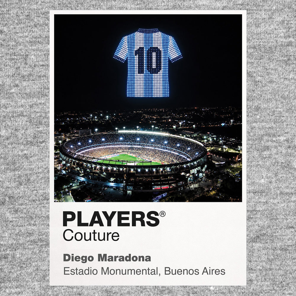 Diego Maradona Argentina number 10 Icons in Lights Frame artwork in grey