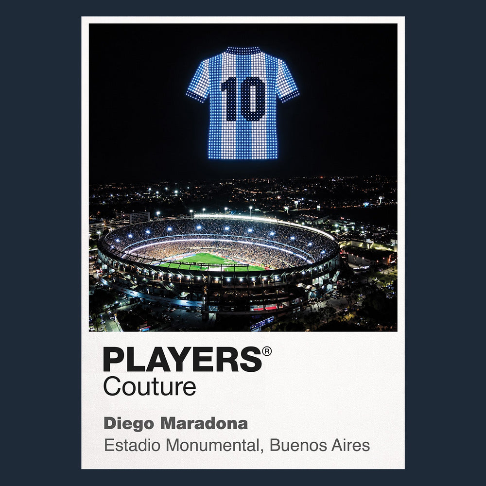 Diego Maradona Argentina number 10 Icons in Lights Frame artwork in navy