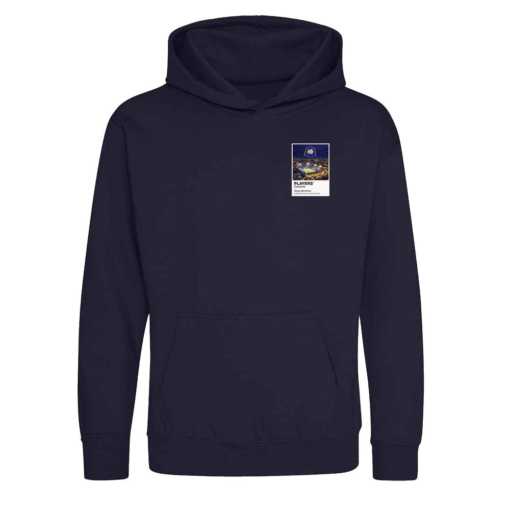 Diego Maradona Boca Juniors Icons in Lights Frame Kids Hoodie in Navy