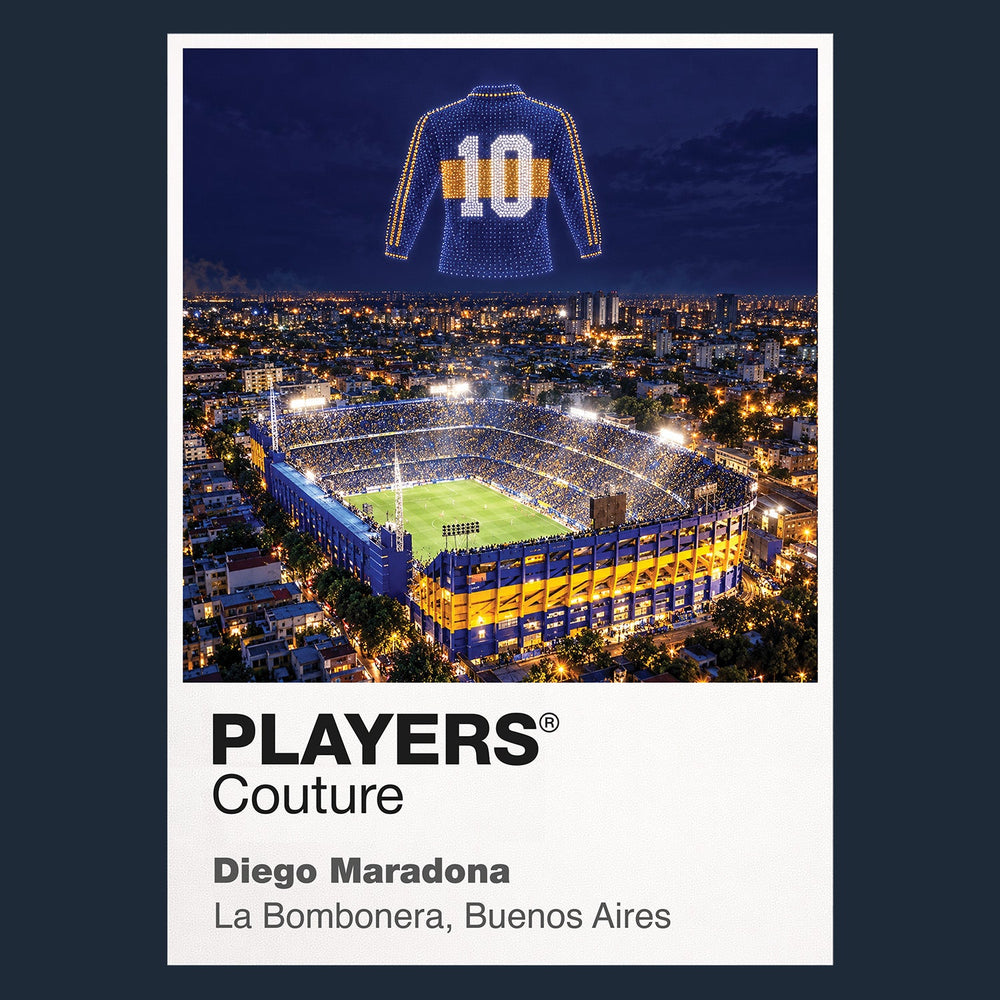 Diego Maradona Boca Juniors number 10 Icons in Lights Frame artwork in navy