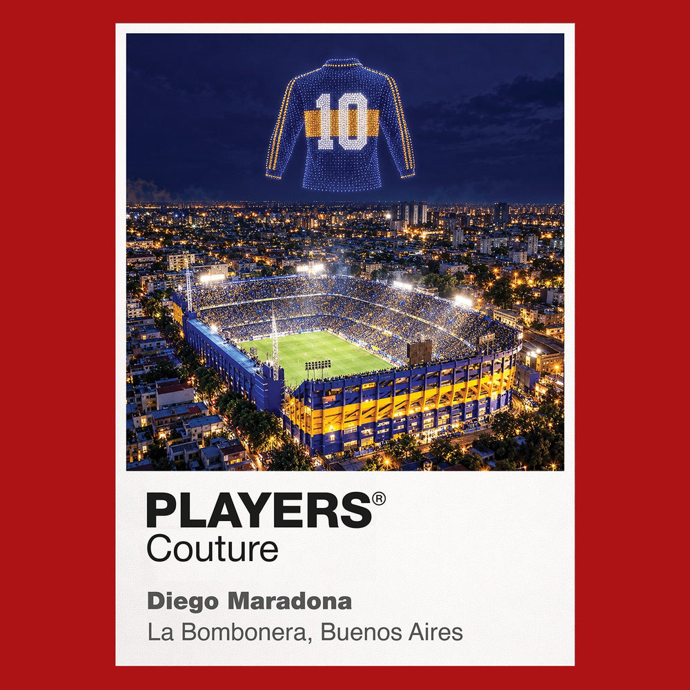 Diego Maradona Boca Juniors number 10 Icons in Lights Frame artwork in red