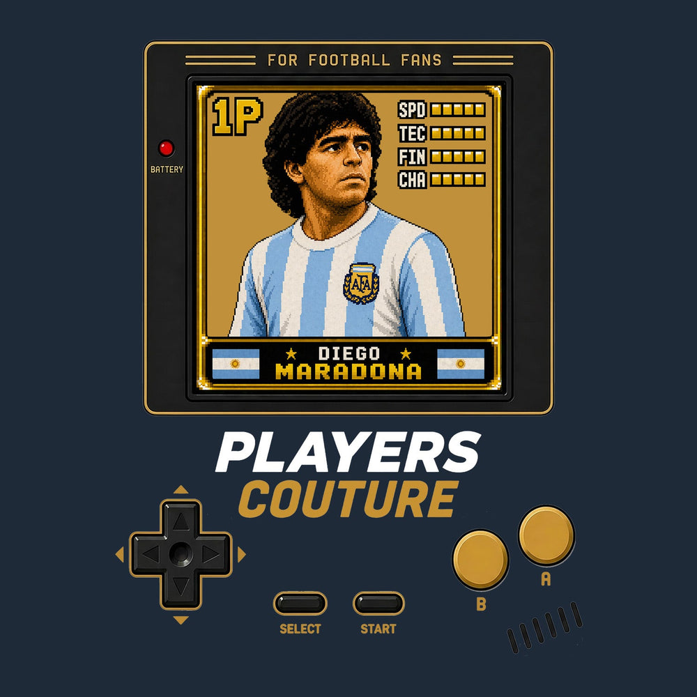 Diego Maradona 1P 8-Bit hoodie retro gaming design by Players Couture