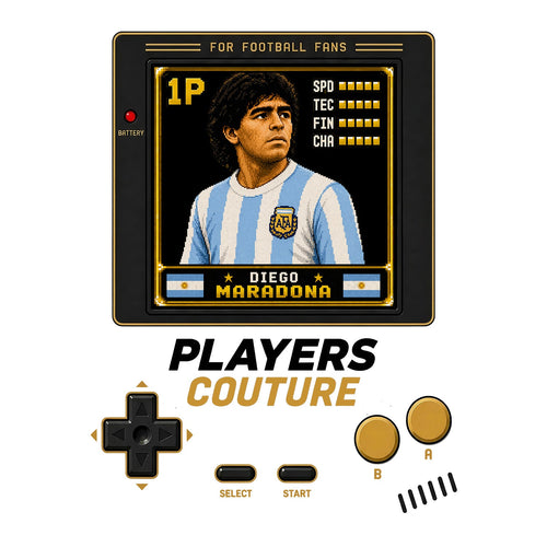 Diego Maradona 1P 8-Bit t-shirt retro gaming design by Players Couture