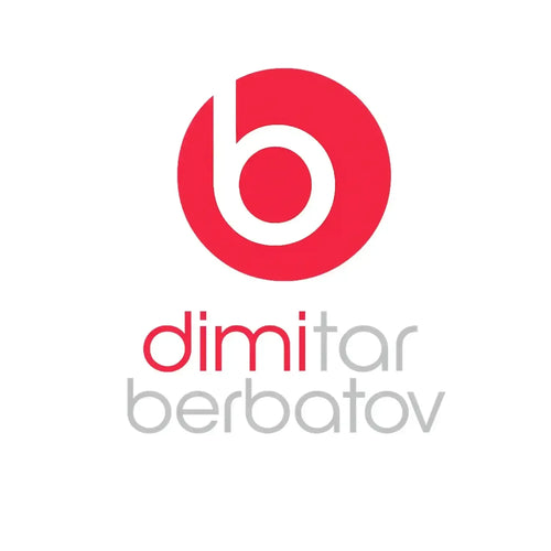 Dimitar Berbatov Logo Men's T-Shirt – white close-up detail shot of the Dimitar Berbatov Players Couture logo design
