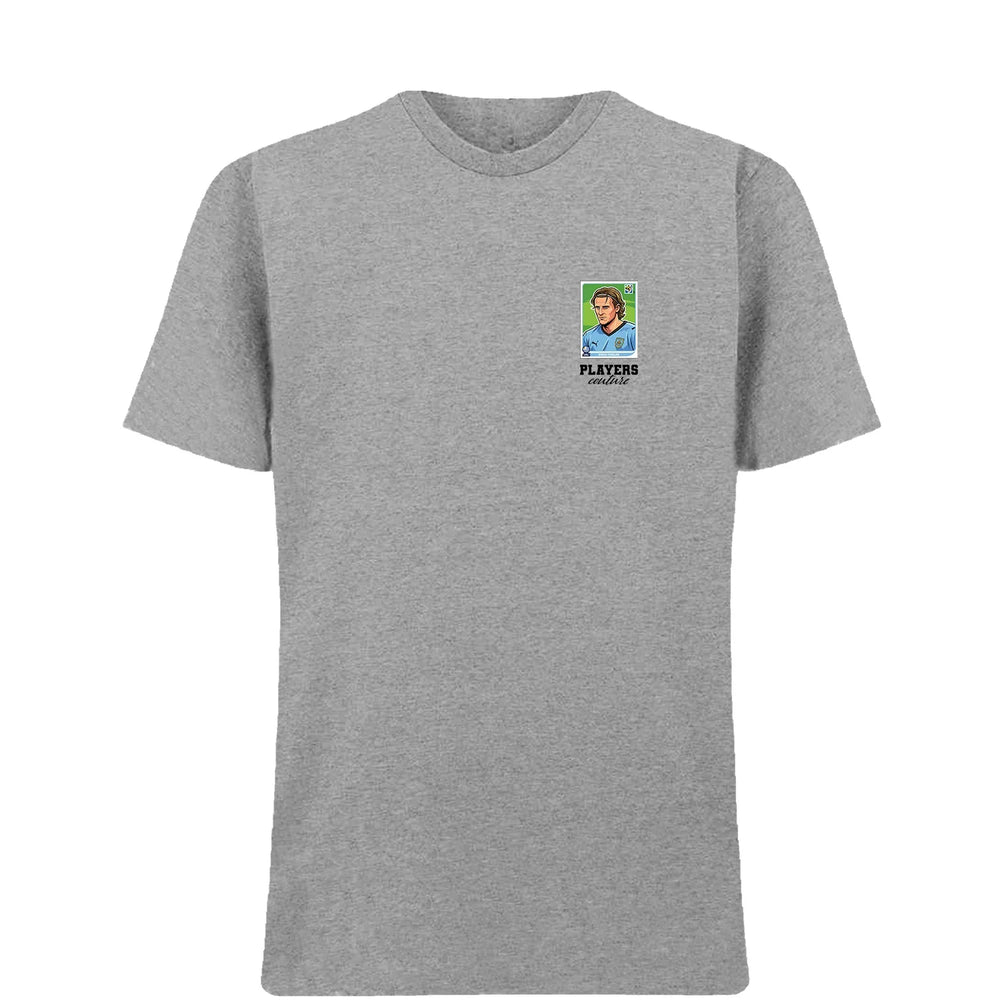 Diego Forlan World Cup t-shirt – grey men's t-shirt featuring the Diego Forlan World Cup Players Couture logo