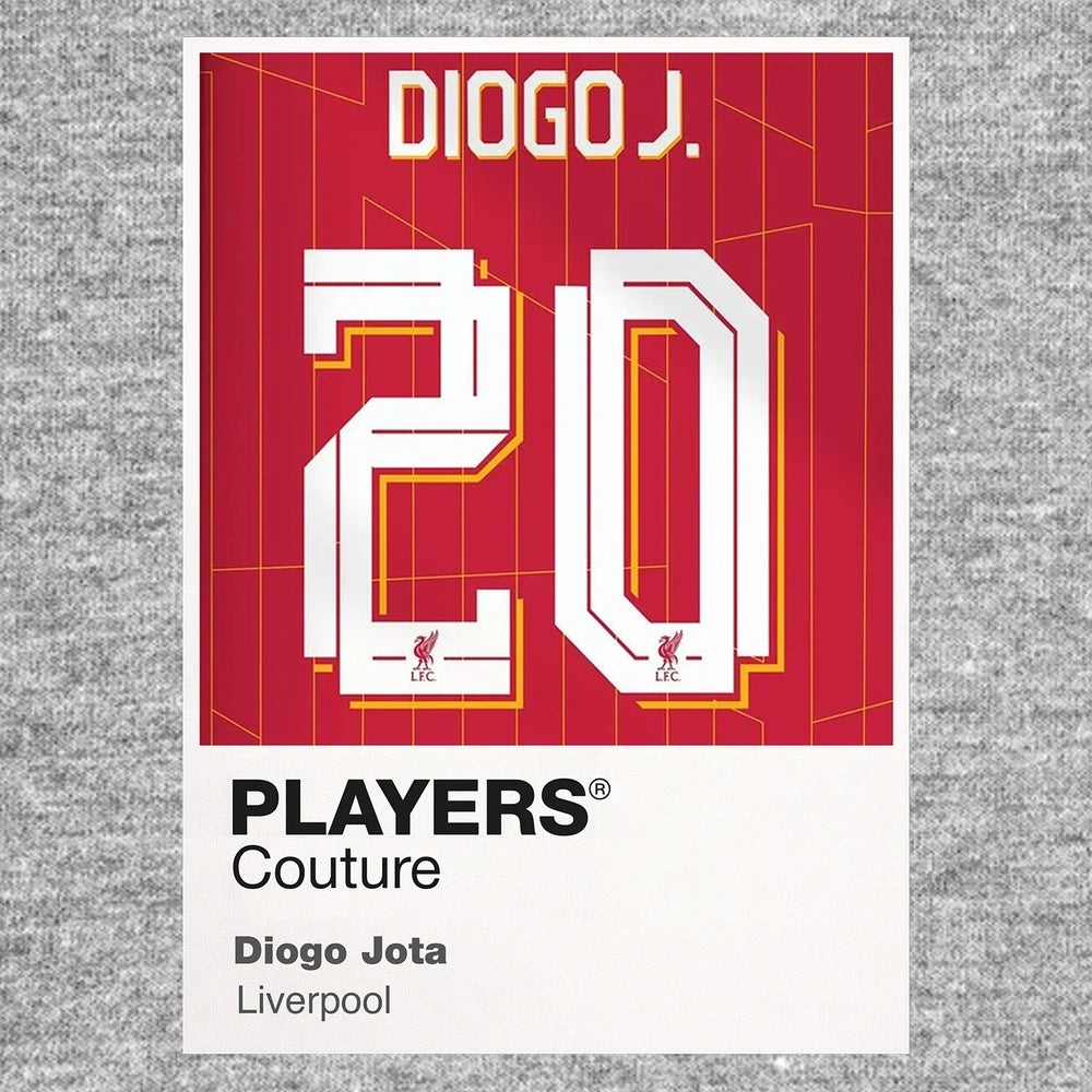 Diogo Jota 20 Football Shirt Frame Men's Hoodie – grey close-up detail shot of the Diogo Jota Players Couture logo design