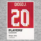 Diogo Jota 20 Football Shirt Frame Men's Hoodie – grey close-up detail shot of the Diogo Jota Players Couture logo design