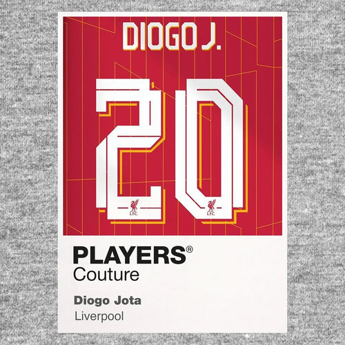 Diogo Jota 20 Football Shirt Frame Men's Hoodie – grey close-up detail shot of the Diogo Jota Players Couture logo design