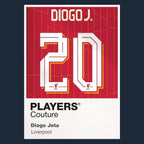 Diogo Jota 20 Football Shirt Frame Men's Hoodie – navy close-up detail shot of the Diogo Jota 20 Football Players Couture