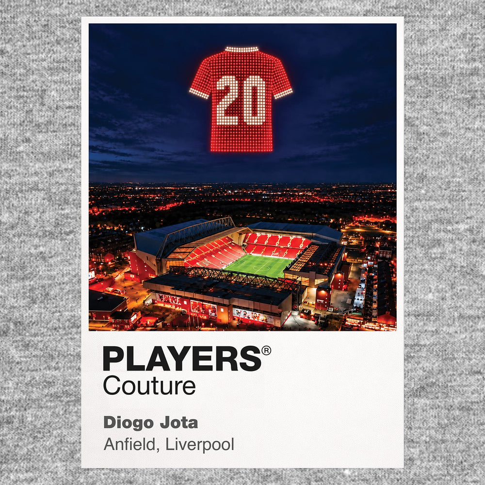 Diogo Jota Liverpool forever number 20 Icons in Lights Frame tribute artwork in grey