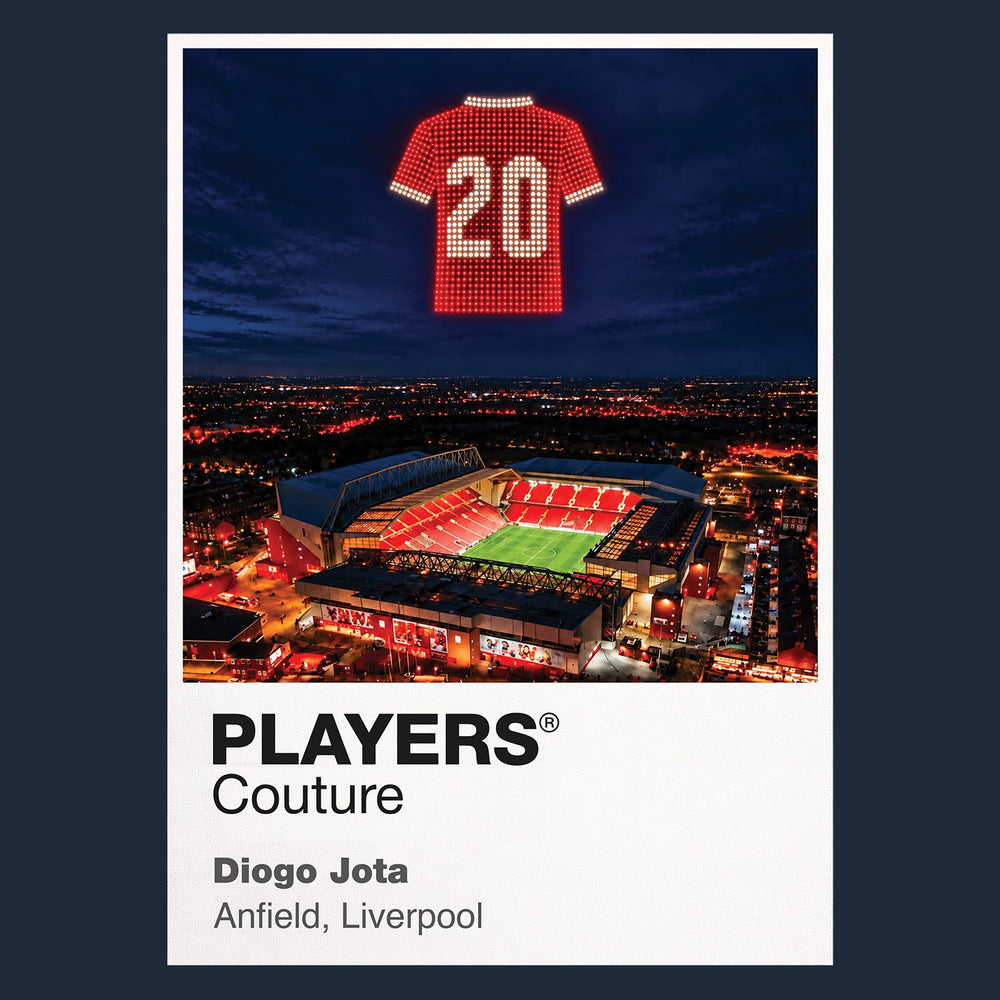 Diogo Jota Liverpool forever number 20 Icons in Lights Frame tribute artwork in navy