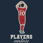 Diogo Jota Badge Men's T-Shirt – navy close-up detail shot of the Diogo Jota Players Couture logo design