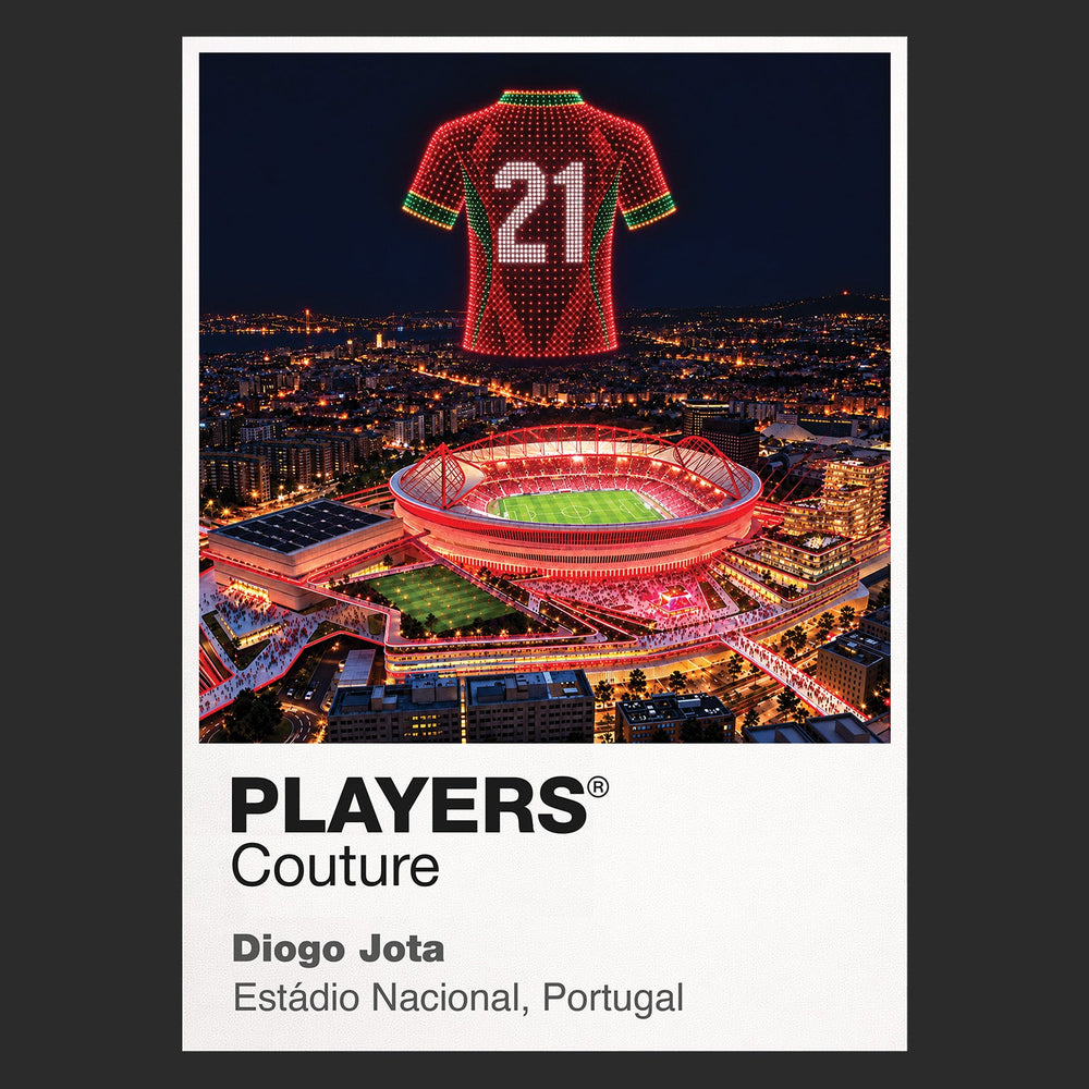 Diogo Jota Portugal Icons in Lights Frame tribute artwork in black