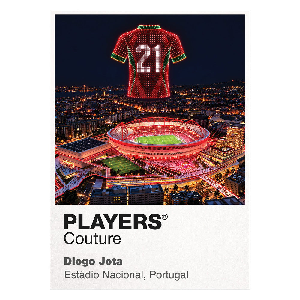 Diogo Jota Portugal Icons in Lights Frame tribute artwork in white